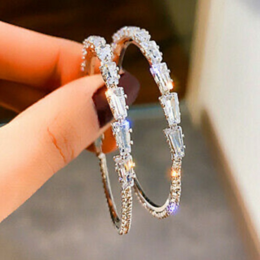 NEW Sterling silver Diamond Hoop Earrings
